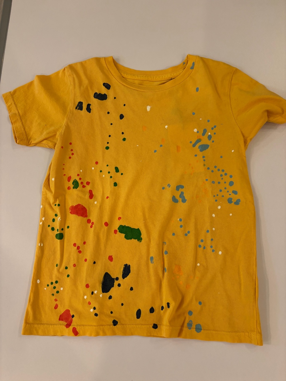 Rowdy Sprout Kids Yellow Paint-Splash Short Sleeve T-Shirt